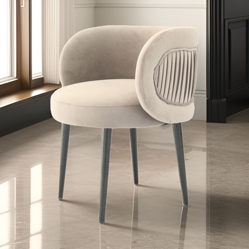 Lala 24 Inch Accent Chair, Modern Cushioned Seat, Curved, Velvet Gray