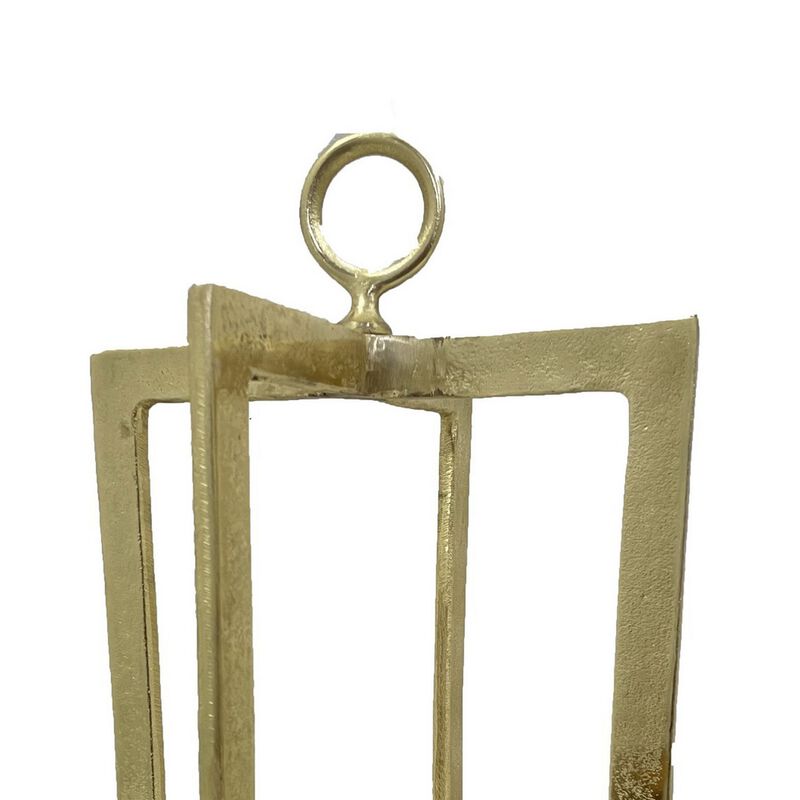 Siana Lantern Candle Holder, 20 Inch Classic Gold Finished Metal Frame - Benzara