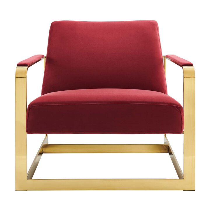 Modway Seg Performance Velvet Accent Chair, Gold Maroon