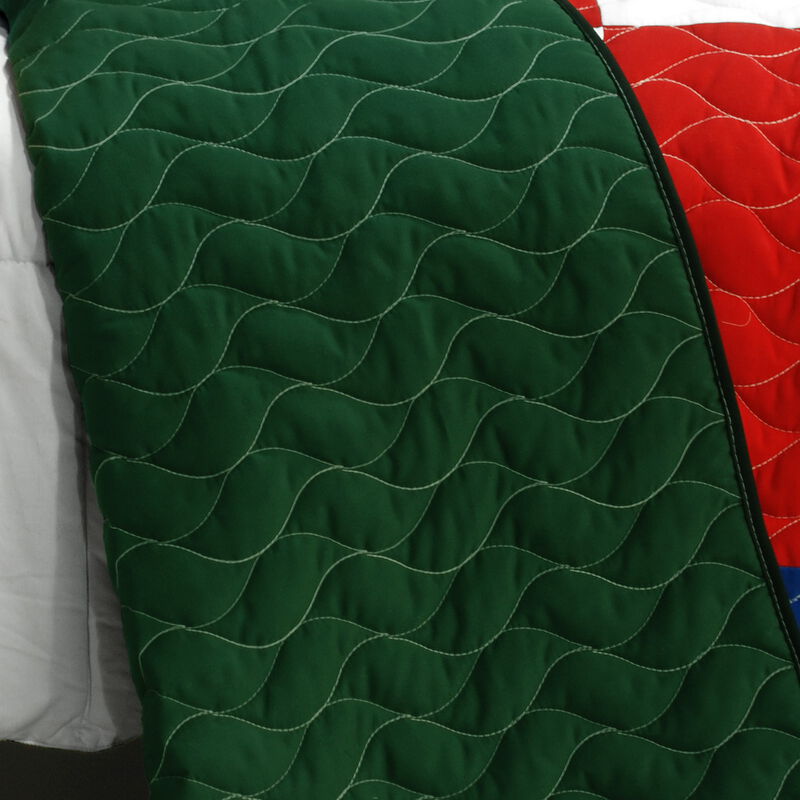 3PC Vermicelli-Quilted Patchwork Quilt Set Lightweight All-Season Bedding image number 4
