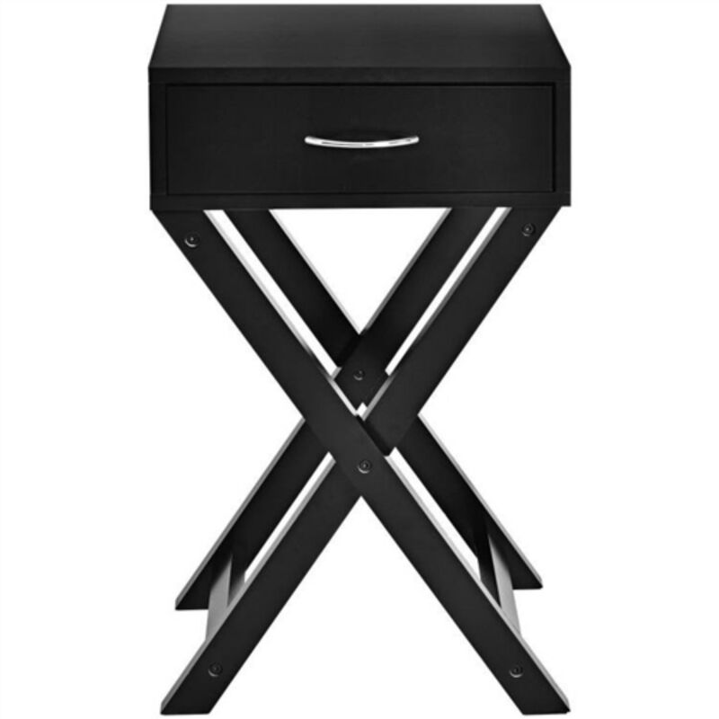 Modern X-Shape 1-Drawer Side Table with Storage for Bedroom or Living Room