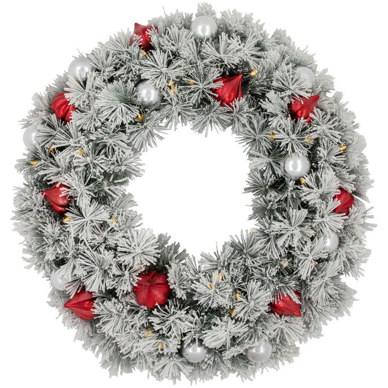 Pre-Lit Snowy Bristle Pine Artificial Christmas Wreath  30-Inch  Warm White Lights image number 0