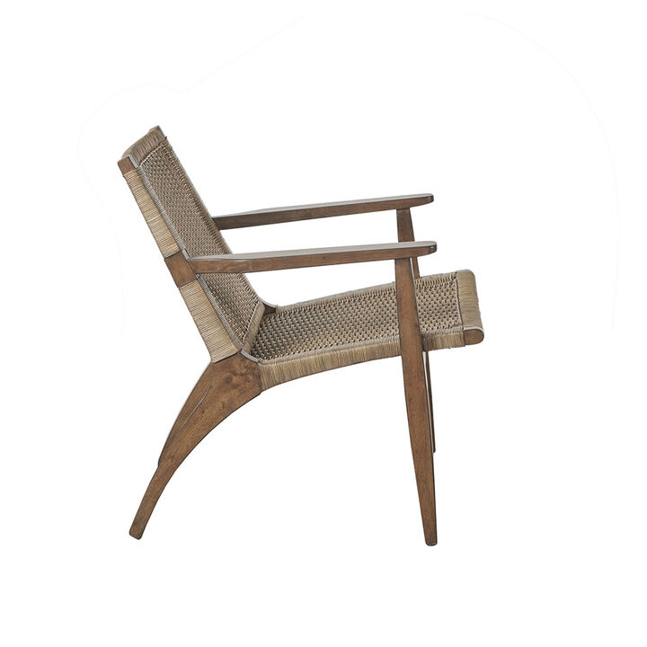 Gracie Mills Irwin Rattan Accent Chair with Mahogany Wood Frame
