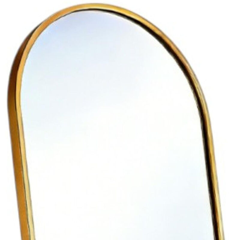 HomeRoots 70" Gold Aluminum Arch Freestanding And Wall Mounted Framed Full Length Mirror image number 2