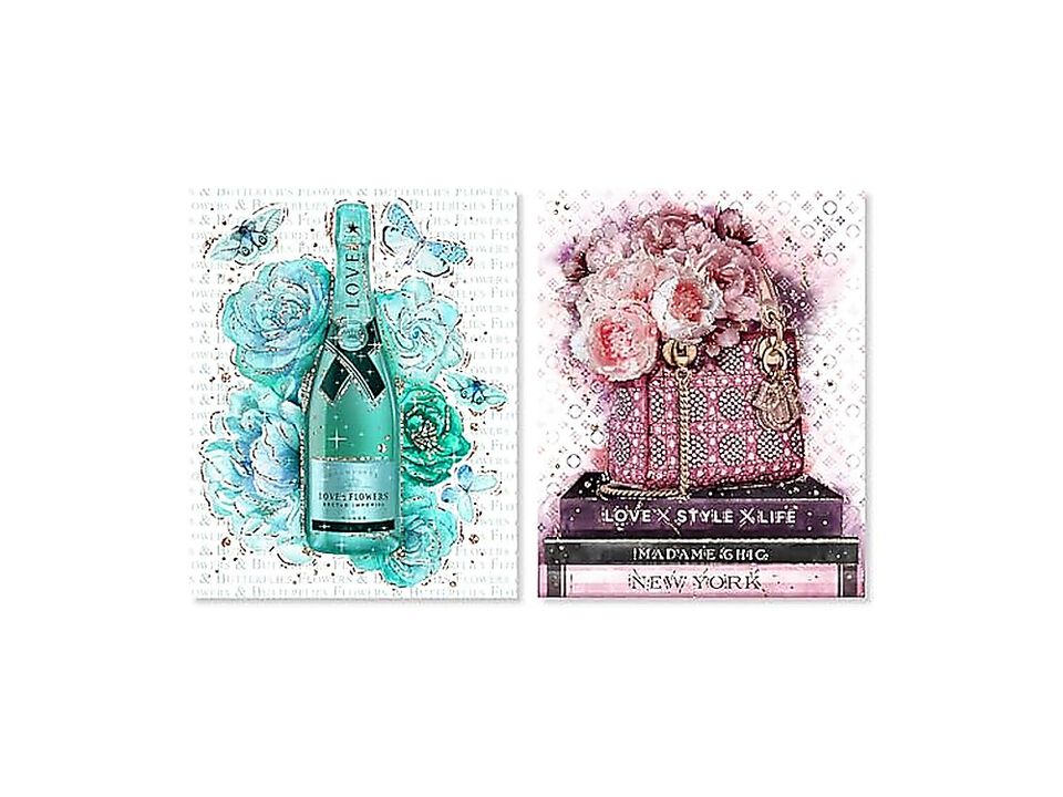 Blush Parisian Glam Canvas Wall Decor Set 2 Gallery Wrapped 20 X 24 Inch