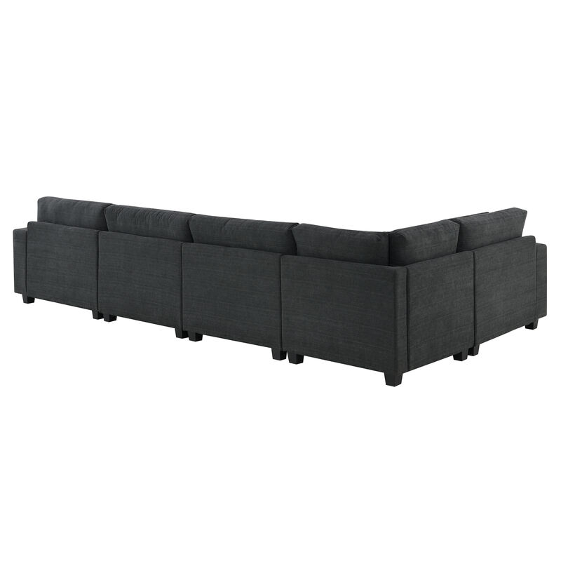 Merax U Shaped Chenille Sectional Sofa with Cup Holders