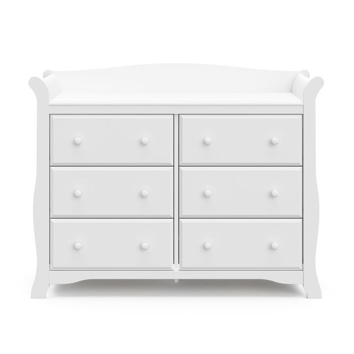 Storkcraft Avalon 6 Drawer Universal Double Dresser - White