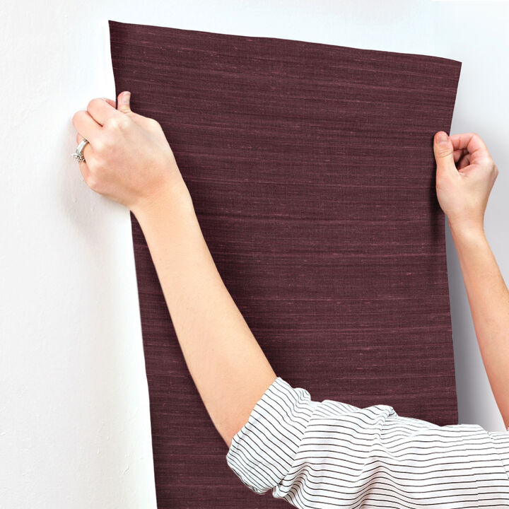 Sari Silk Merlot Faux Fabric Wallpaper