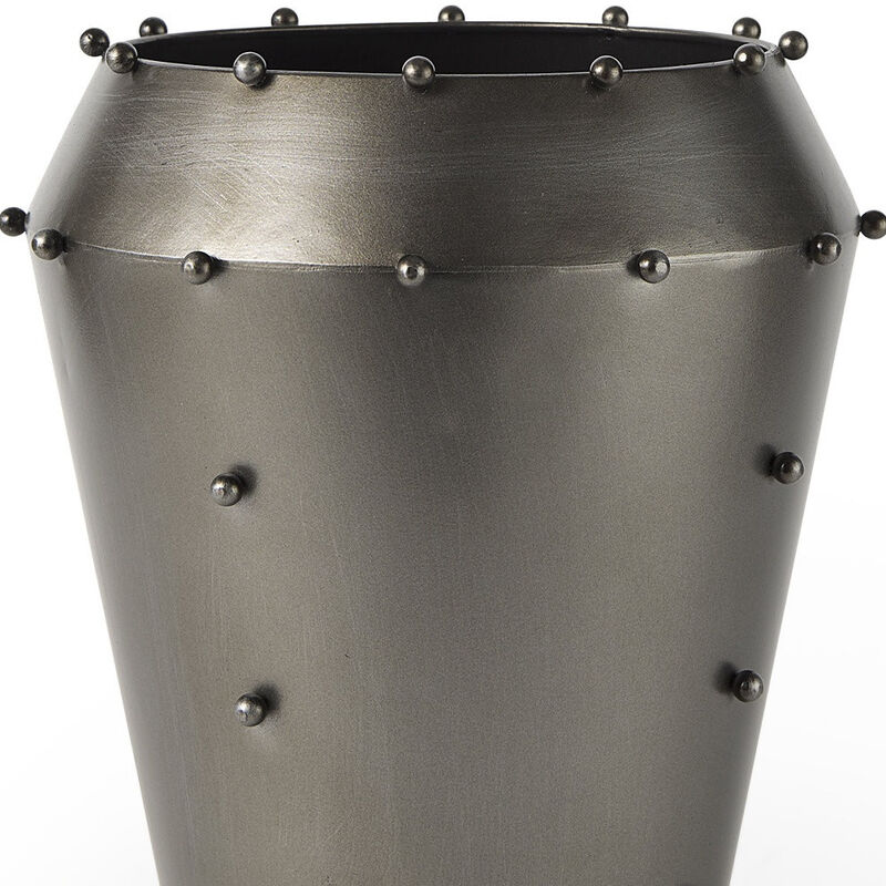 HomeRoots 12" Gray Metal Table Vase image number 2