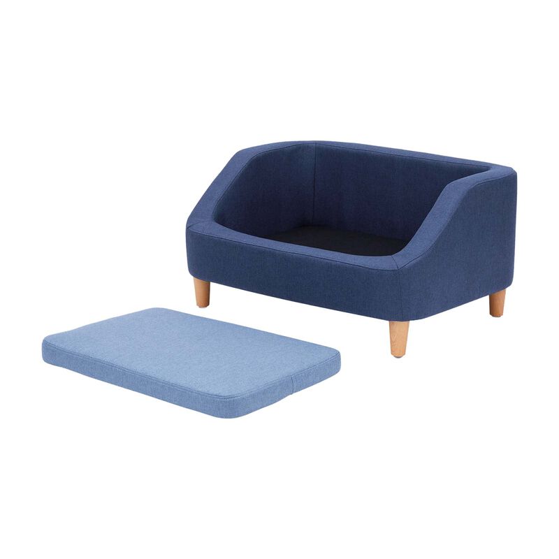 Bennett Elevated Linen Sofa Pet Daybed for Small and Medium Dogs, Navy image number 2
