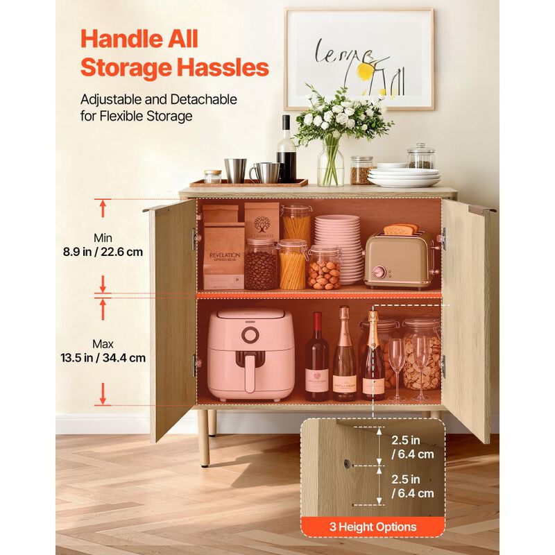 Coffee Bar Station Cabinet with 2-Tier Storage and Double Barn Doors image number 6