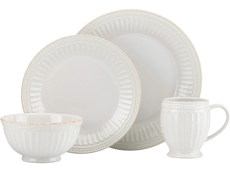 Lenox White French Perle Groove 4Pc Place Setting