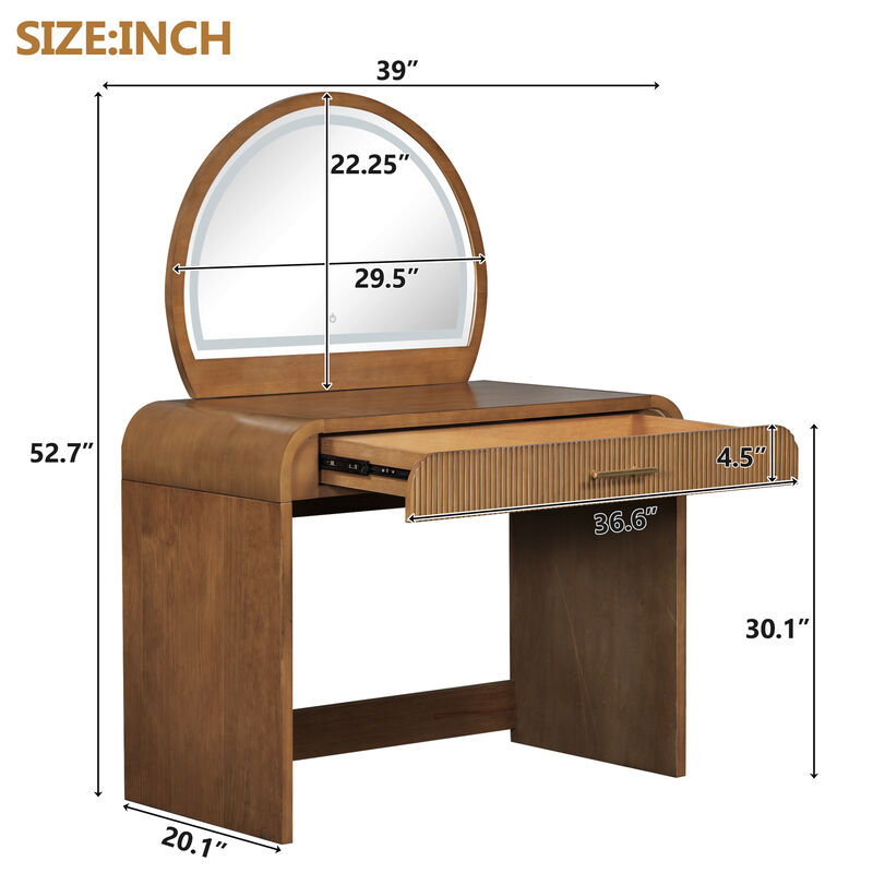 Merax Multi-Functional Curved Edge LED Makeup Vanity Table image number 5