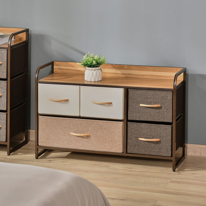Hivvago 2-Tier Storage Tower with 5 Drawers for Bedroom