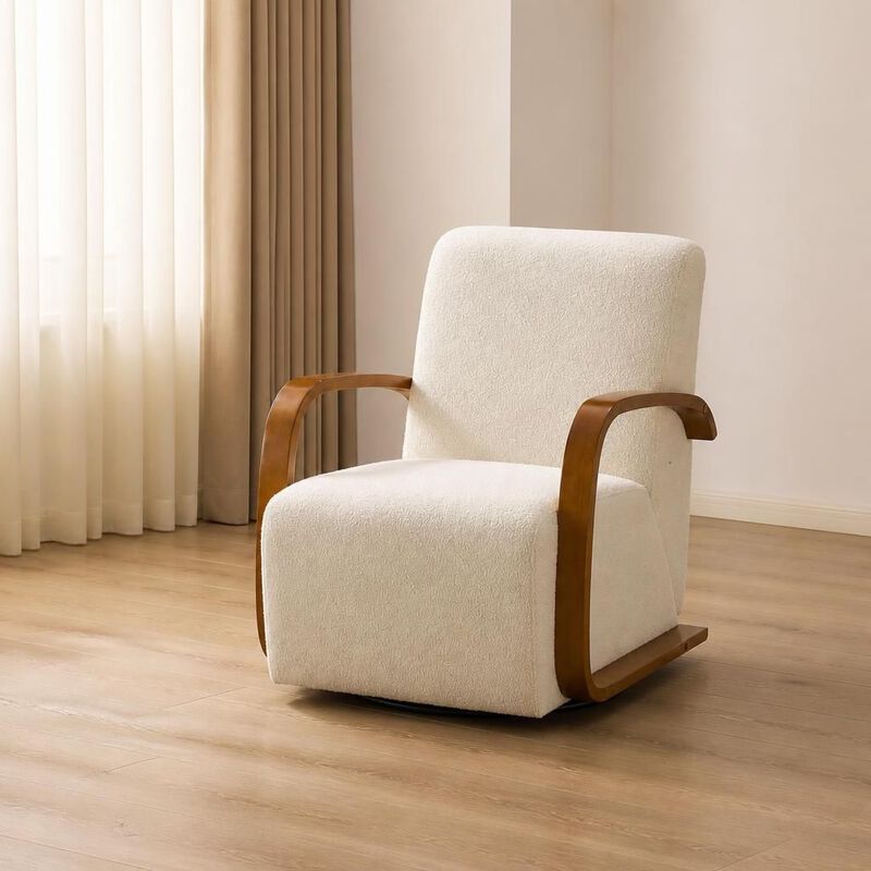 GOODSILO Swivel Accent Chair with Ergonomic Cushion, Curved Armrests, 360-Rotation for Living Room, Reading Nook, Home Office image number 3