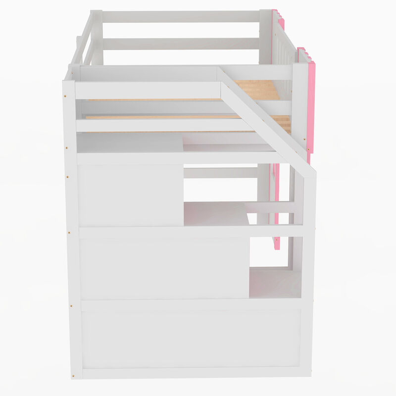 Merax Loft Bed with Storage Staircase and Window