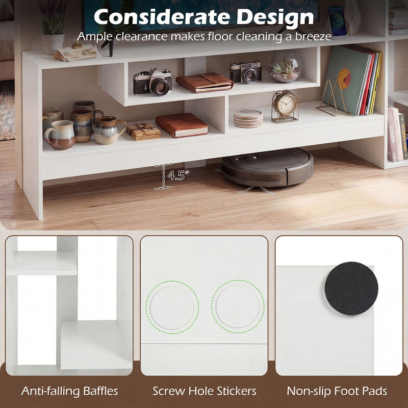 Modern TV Stand with Cube Storage Shelves and Charging Power Outlets image number 6
