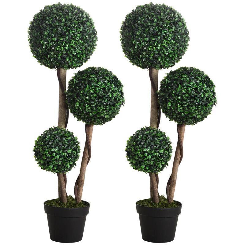 Indoor/Outdoor Decor: 35.5" Artificial Boxwood Ball Topiary in Pot