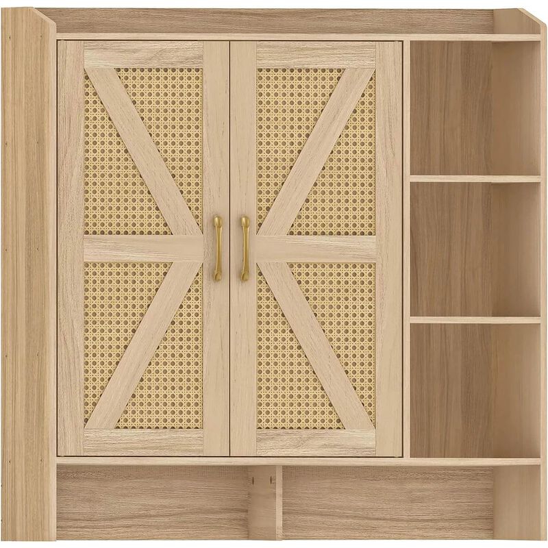 Rattan Style Shoe Cabinet with 4-Tier Storage for Hallway Organization-Natural image number 0