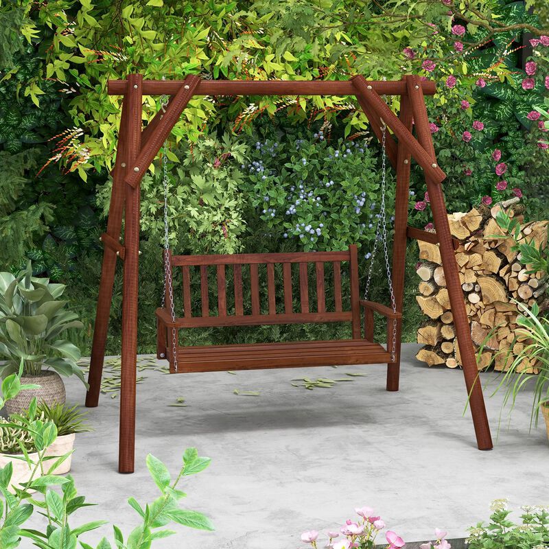 Mondawe 3-Person Wooden Outdoor Porch Swing with 800 lbs Weight Capacity