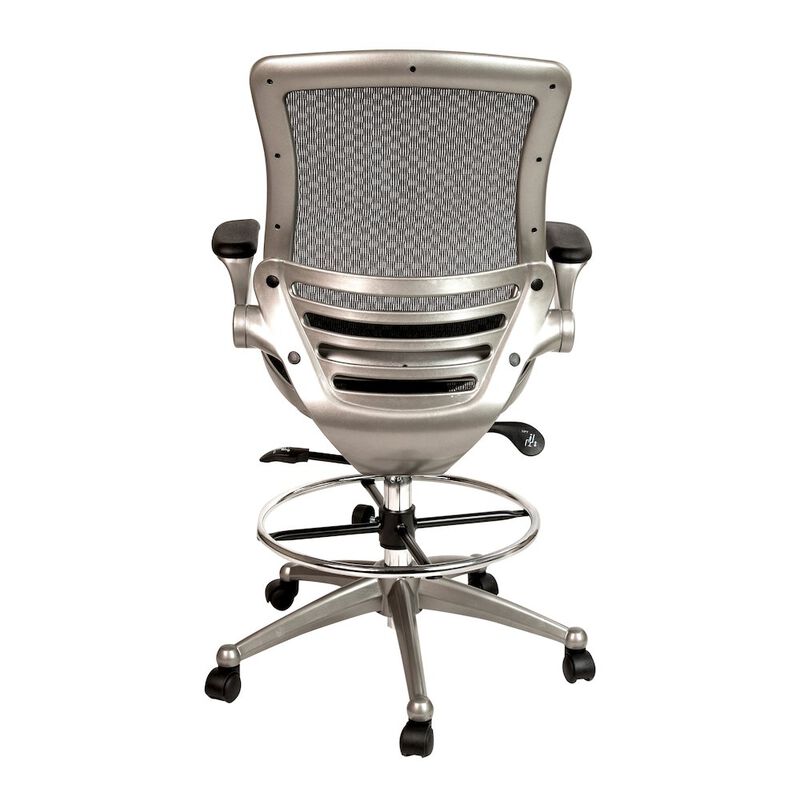 Flash Furniture Mid-Back Black Mesh Drafting Chair with Graphite Silver Frame and Flip-Up Arms image number 3