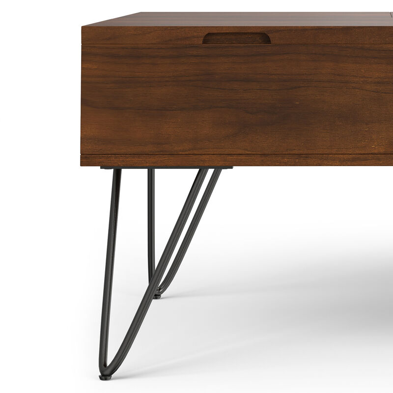 Hunter  32 inch Wide Square Industrial Lift Top Coffee Table in Walnut