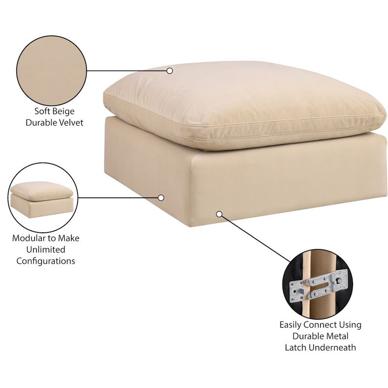 Meridian Furniture Comfy Beige Velvet Modular Ottoman