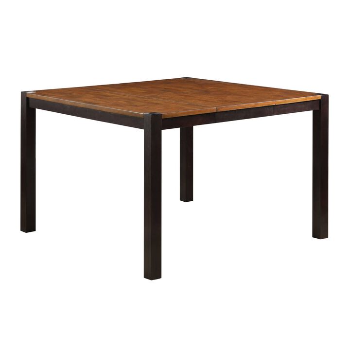 Reid 36-54 Inch Extendable Counter Height Table, Brown Top, Espresso Frame-Benzara
