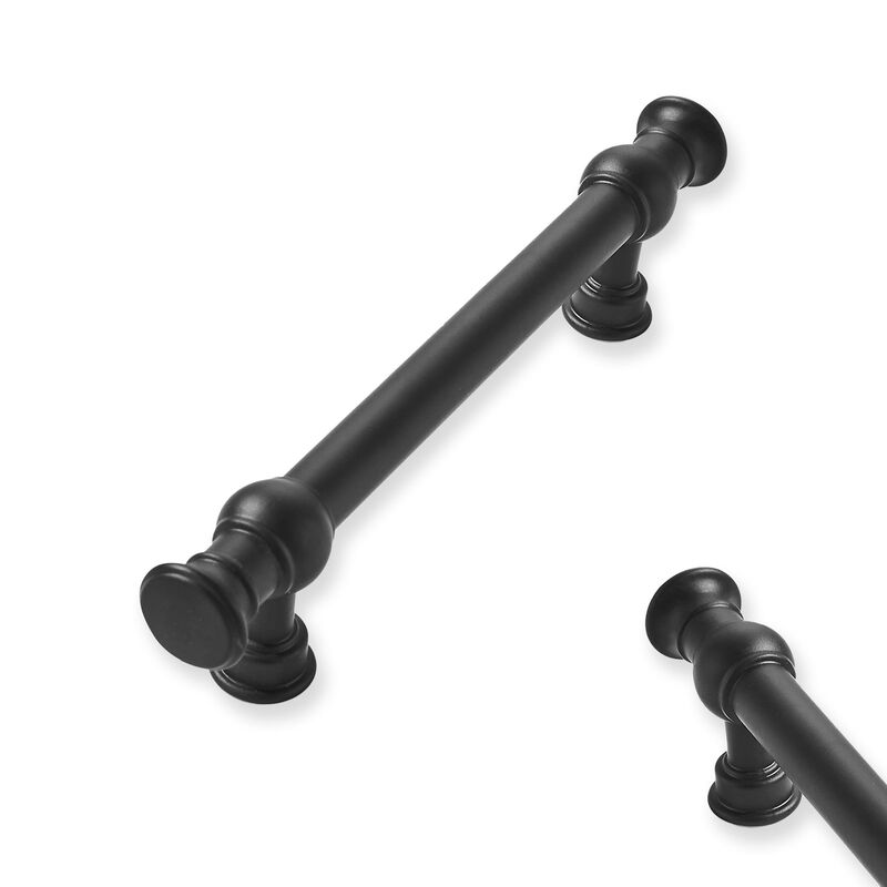 ZAUYX 2-Pack 3inch(76mm) Hole Center Matte Black Cabinet Pulls Solid Heavy Duty Kitchen Cabinet Hardware for Cupboard Drawer Pul