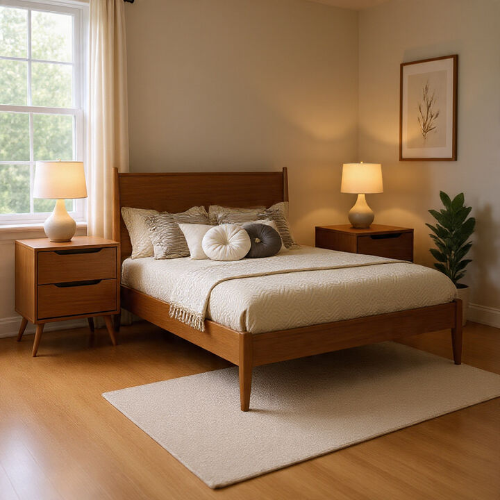Bedroom Set in Wood &ndash; 3 Piece Set with 2 Nightstands