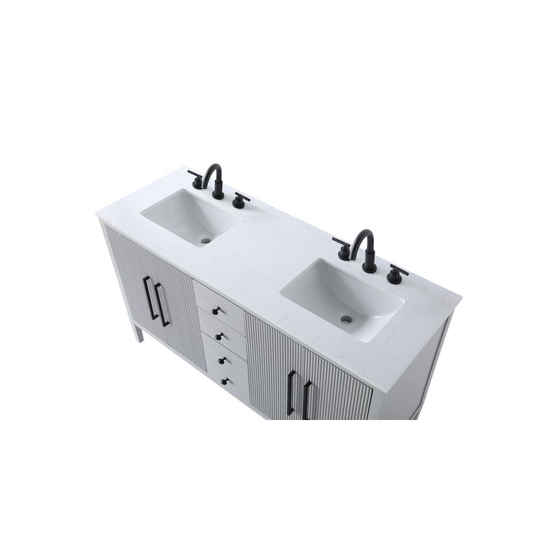 Elegant Kitchen and Bath 60 inch Double Bathroom Vanity in Grey