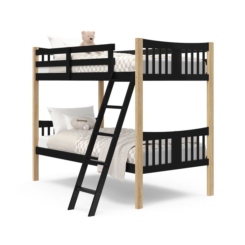 Storkcraft Caribou Twin-over-Twin Bunk Bed (Black with Natural)
