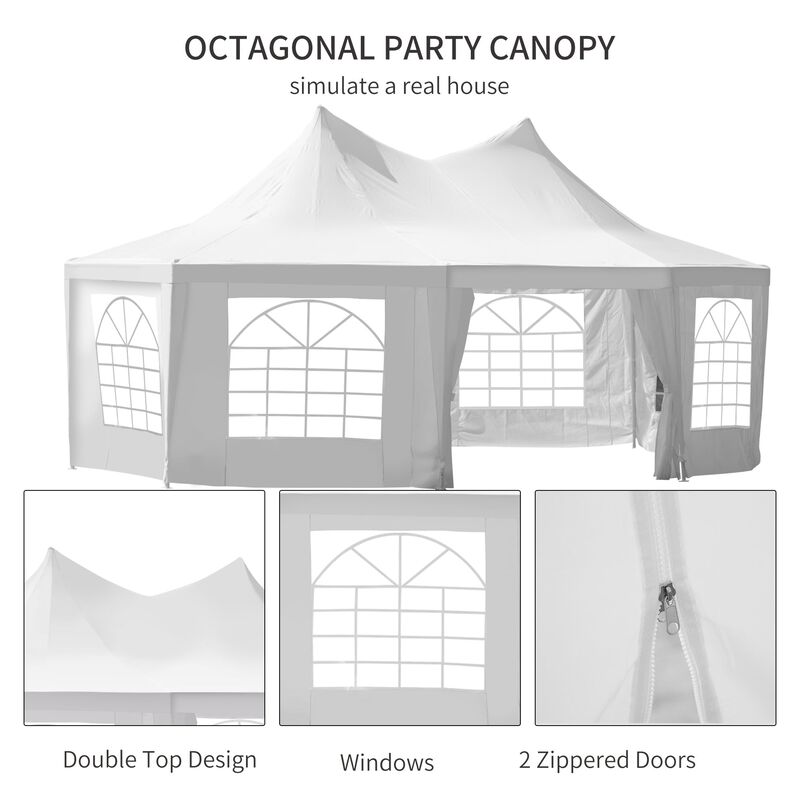 Majestic Octagonal Pavilion: 22x16ft White 8-Wall Party Gazebo