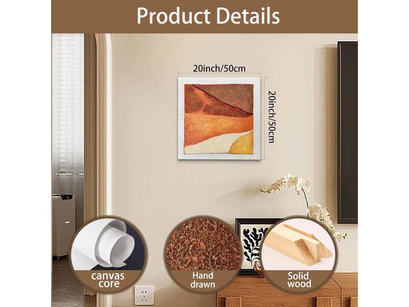 Boho Abstract Canvas Wall Art Minimalist Textured Painting Decor for Home Office image number 2