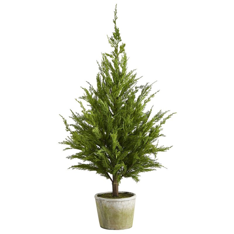 Nearly Natural 3.5-ft Cedar Pine “Natural Look-in Artificial Tree in Decorative Planter