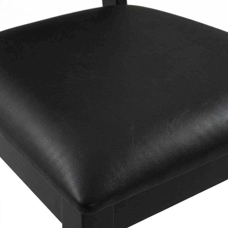 Vegan Leather Upholstered Faux Rattan Dining Chairs, Black Black, Set of 2 image number 6