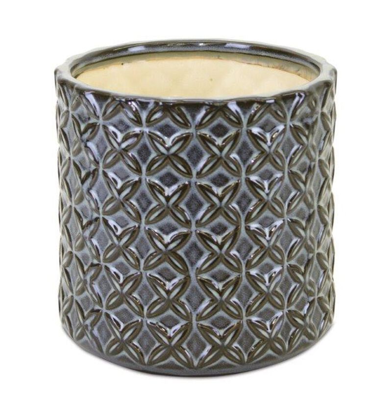 Hivvago Gray and Brown Set of Two Clay 7.20346 ounce Round Pot Planter