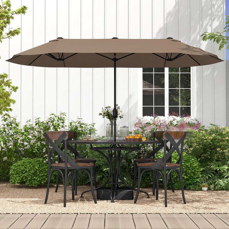 Mondawe 13 Feet Double-Sided Patio Twin Table Umbrella with Crank Handle