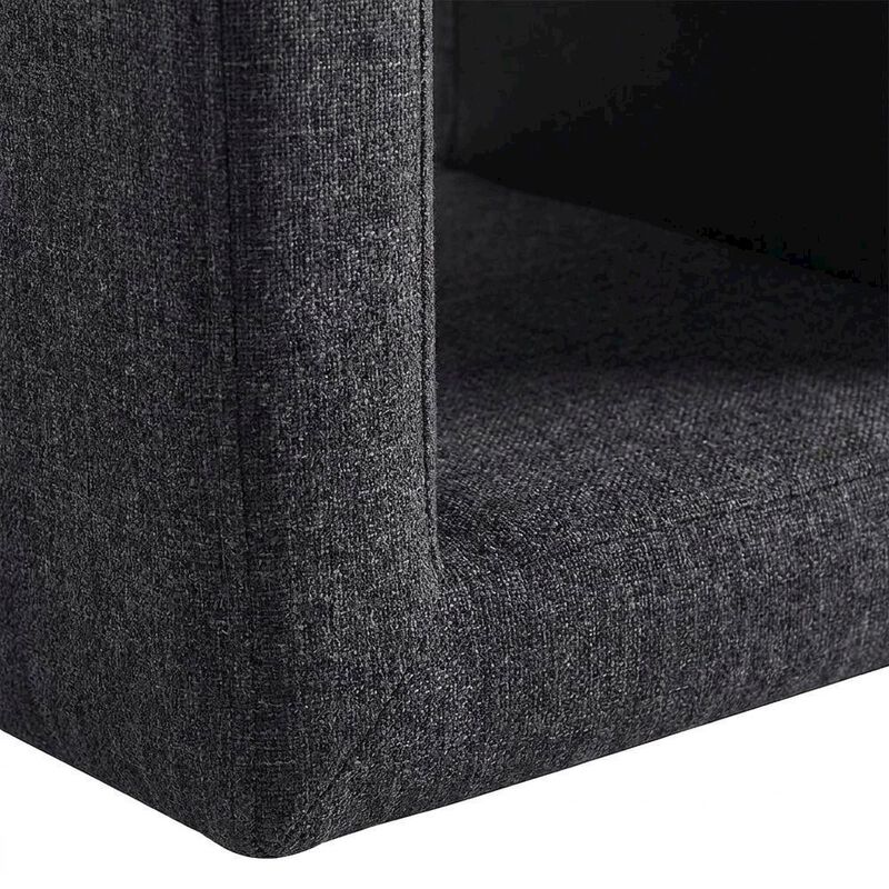 Wooden Upholstered Dining Side Chair with Cushioned Seat, Slate Blue image number 6
