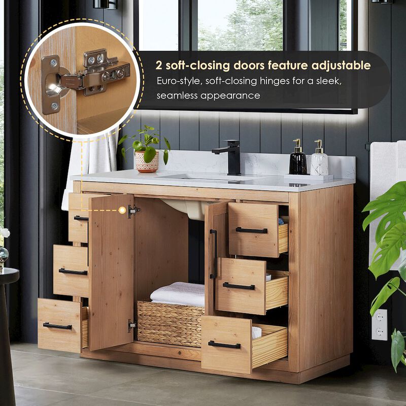 Altair-10 48 Single Bathroom Vanity with Grain White Countertop without Mirror