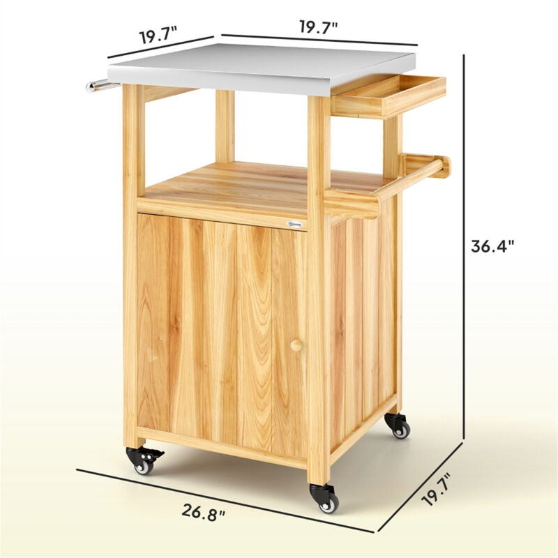 Heavy-Duty Outdoor Bar Cart with Built-In Grill Table for Garden and Patio