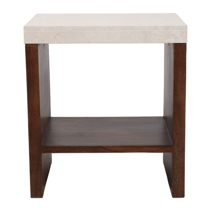Marble Top Side Table with Shelf