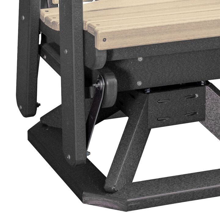 American Furniture Classics Brandon Swivel Glider in Weatherwood on a Black Base