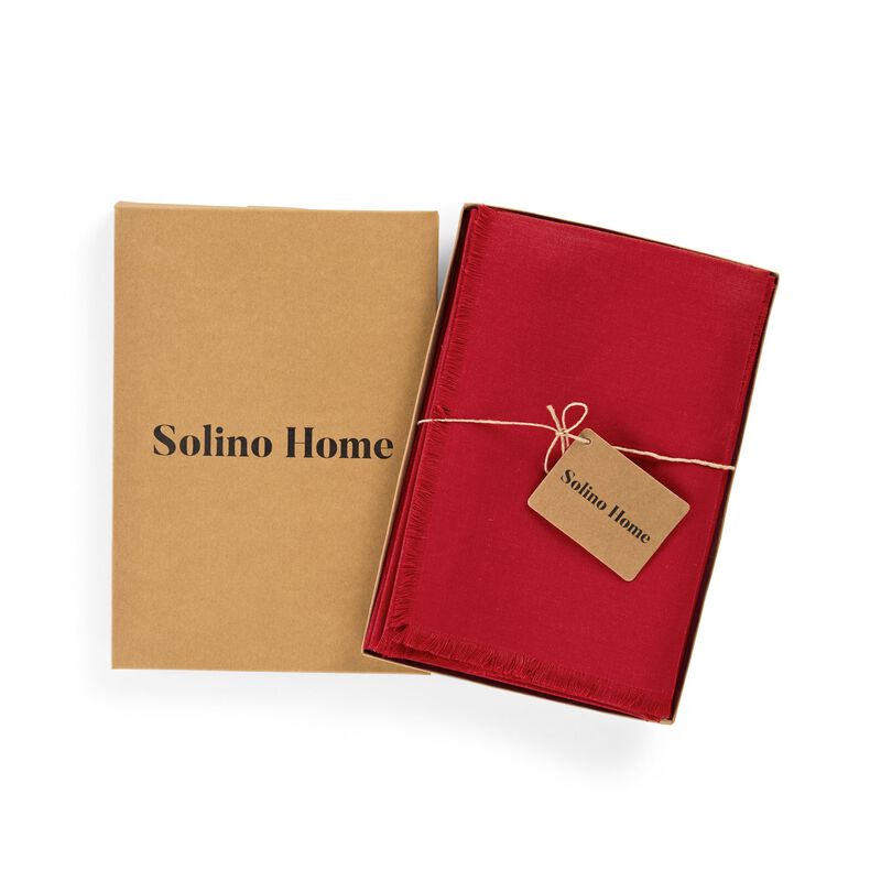 Solino Home Fringe 100% Linen Dinner Napkins &ndash; Set of 4, 20 x 20 in, Machine Washable, Holiday and Everyday Dining
