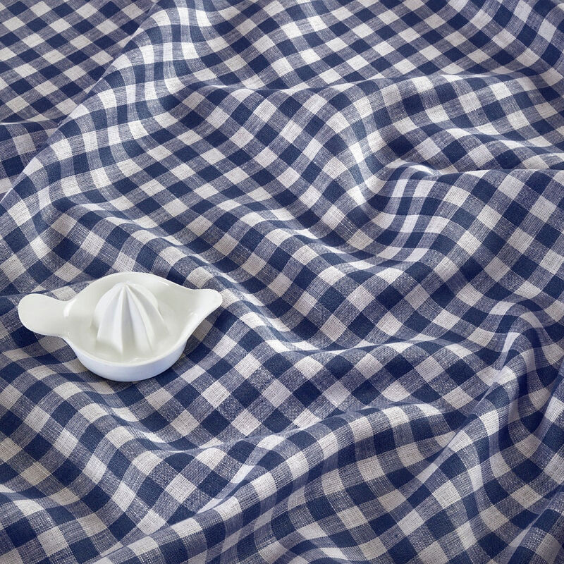 Solino Home 100% Pure Linen Table Throw - Gingham Check