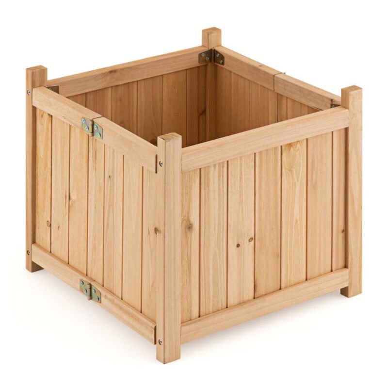 Hivvago Folding Square Fir Wood Raised Garden Bed with Removable Bottom