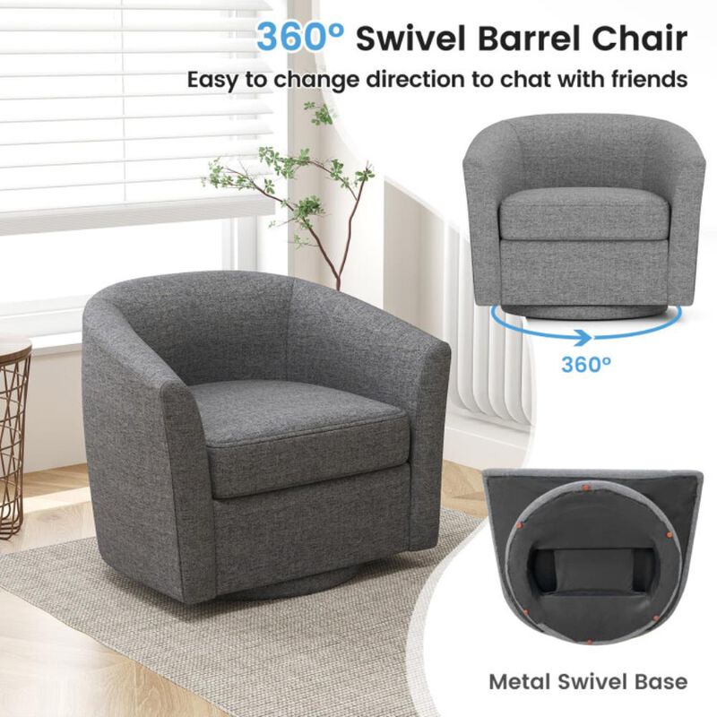 Hivvago Modern Club Swivel Accent Chair with Ottoman Footrest Curved Backrest