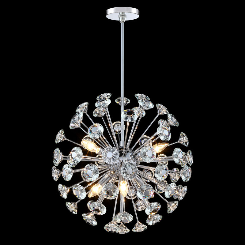 12-light Modern Glam Sputnik Crystal Chandelier In Chrome, Luxury Dandelion Pendant Light With Adjustable Rod For Living Room And Dining Room image number 2
