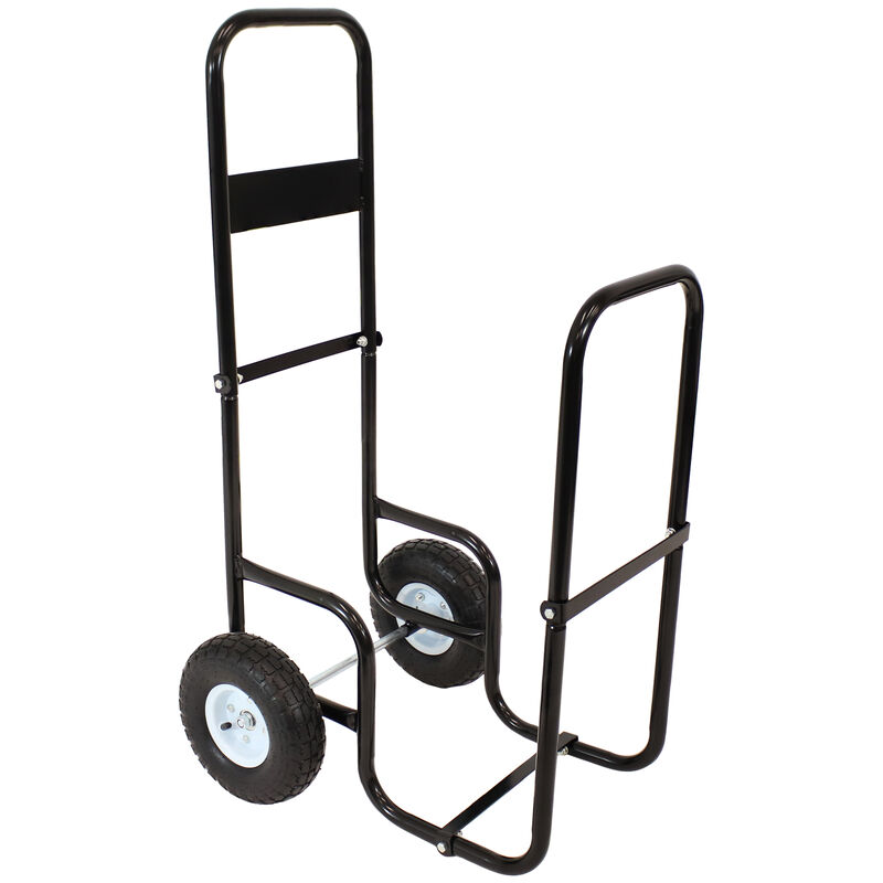 Sunnydaze Powder-Coated Steel Log Cart Carrier and Storage Rack with Wheels image number 0