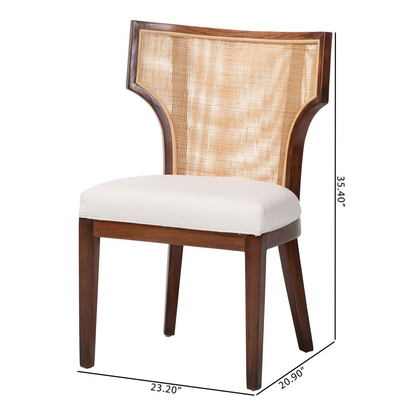 bali & pari Franco Dining Chair - Sculpted Seating with Woven Rattan Backrest and Upholstered Seat for Kitchen or Dining Room image number 8